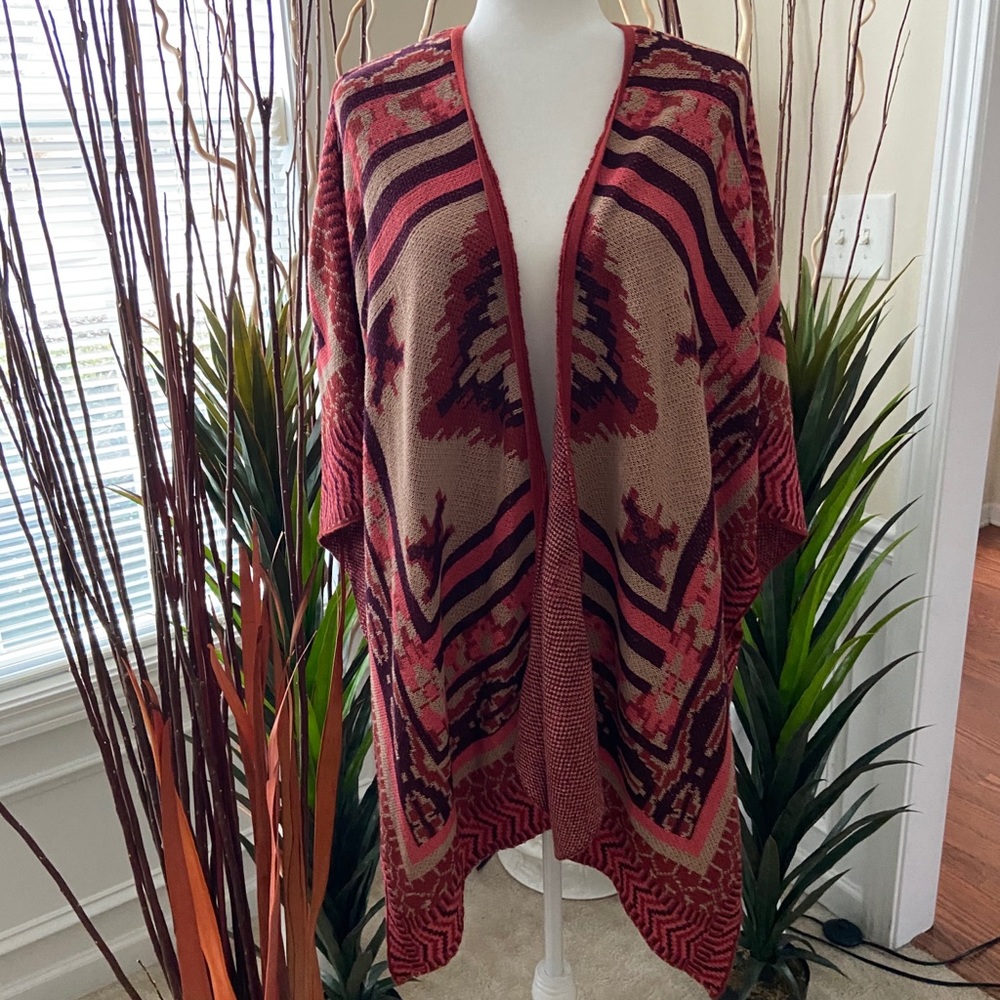 Print knit poncho